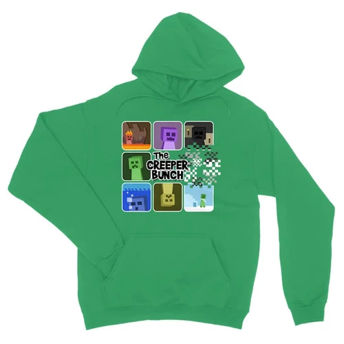 Zöld Minecraft unisex kapucnis pulóver - The creeper bunch