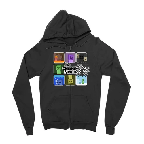 Fekete Minecraft zipzáros pulóver - The creeper bunch