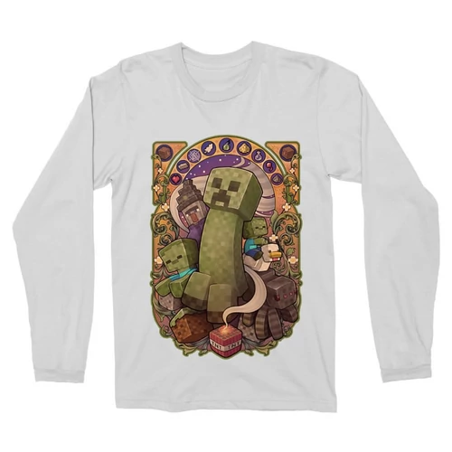 Fehér Minecraft férfi hosszú ujjú póló - Art Nouveau