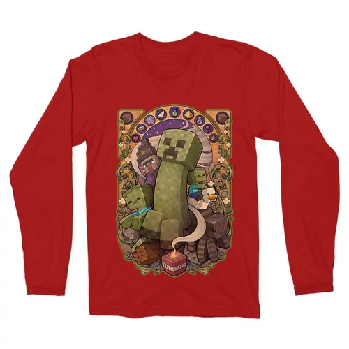 Piros Minecraft férfi hosszú ujjú póló - Art Nouveau