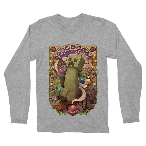 Sportszürke Minecraft férfi hosszú ujjú póló - Art Nouveau