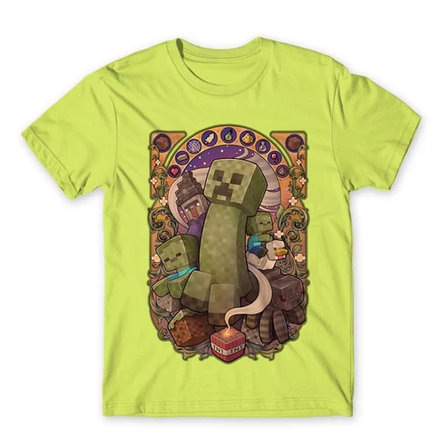 Almazöld Minecraft férfi rövid ujjú póló - Art Nouveau