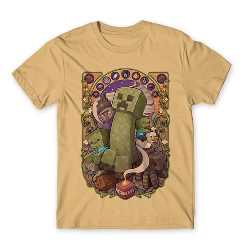 Homok Minecraft férfi rövid ujjú póló  – Art Nouveau
