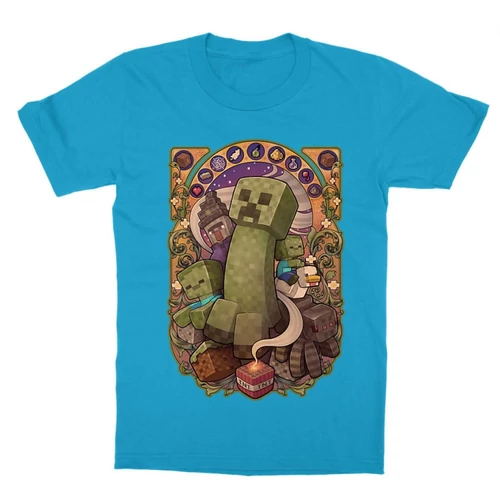 Atollkék Minecraft gyerek rövid ujjú póló - Art Nouveau