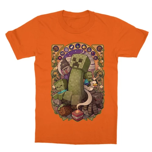 Narancs Minecraft gyerek rövid ujjú póló - Art Nouveau