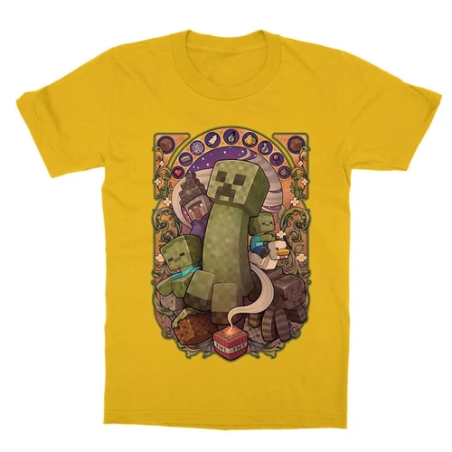 Sárga Minecraft gyerek rövid ujjú póló - Art Nouveau