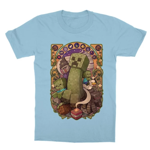 Világoskék Minecraft gyerek rövid ujjú póló - Art Nouveau