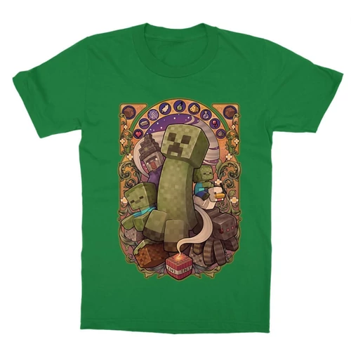 Zöld Minecraft gyerek rövid ujjú póló - Art Nouveau