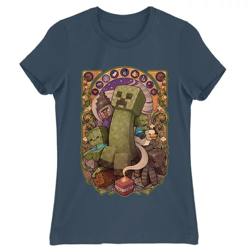 Denim Minecraft Minecraft női rövid ujjú póló - Art Nouveau