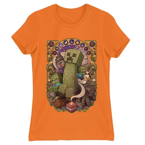 Narancs Minecraft női rövid ujjú póló - Art Nouveau