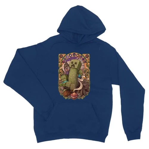 Királykék Minecraft unisex kapucnis pulóver - Art Nouveau