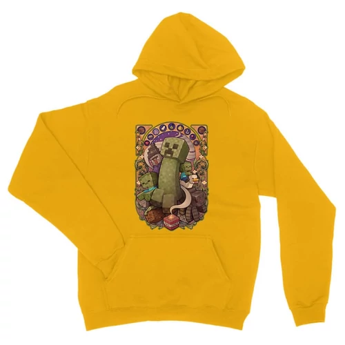 Sárga Minecraft unisex kapucnis pulóver - Art Nouveau