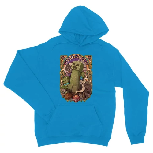 Zafírkék Minecraft unisex kapucnis pulóver - Art Nouveau
