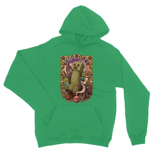 Zöld Minecraft unisex kapucnis pulóver - Art Nouveau