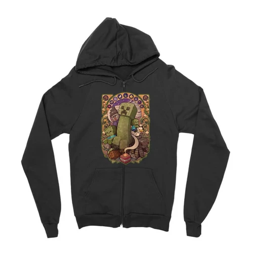 Fekete Minecraft zipzáros pulóver - Art Nouveau