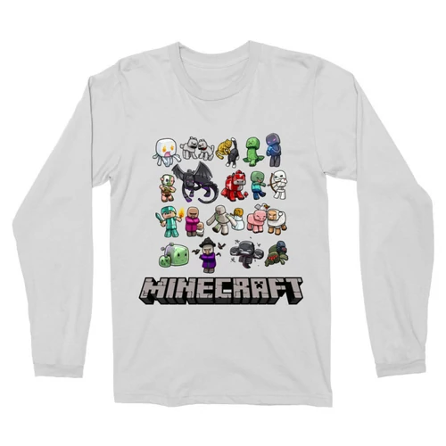 Fehér Minecraft férfi hosszú ujjú póló - Minecraft characters