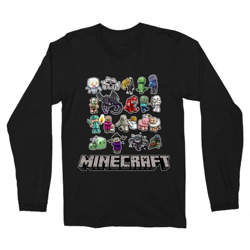 Fekete Minecraft férfi hosszú ujjú póló - Minecraft characters