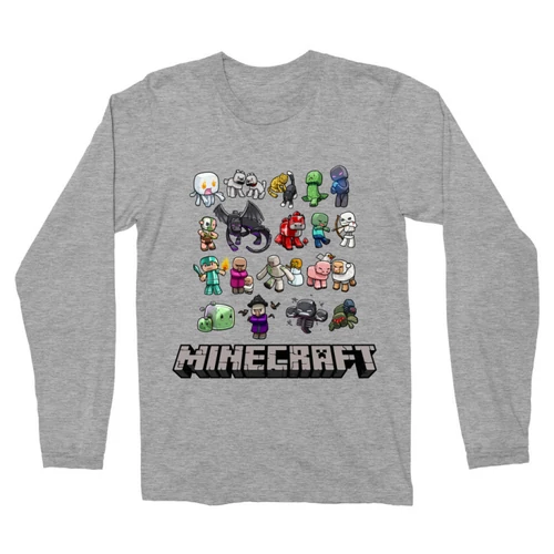 Sportszürke Minecraft férfi hosszú ujjú póló - Minecraft characters