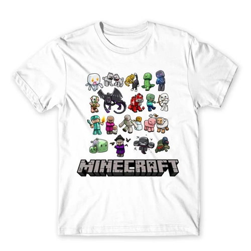 Fehér Minecraft férfi rövid ujjú póló - Minecraft characters