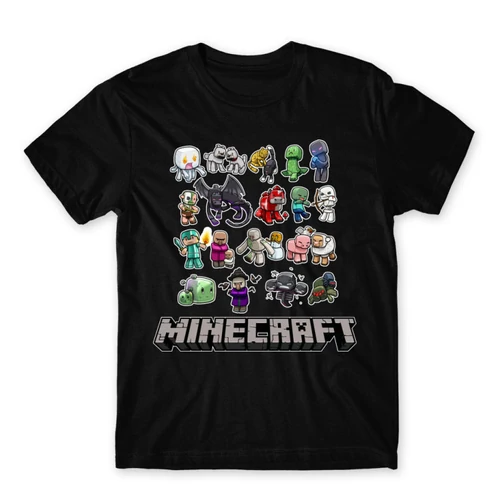 Fekete Minecraft férfi rövid ujjú póló - Minecraft characters