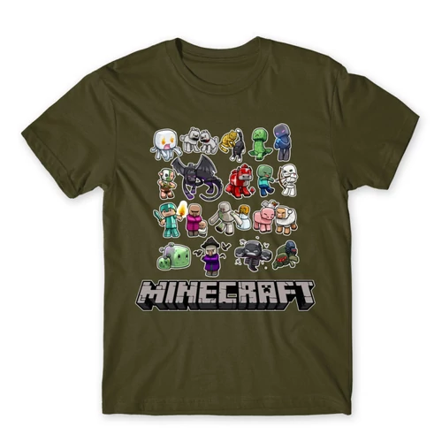 Khaki Minecraft férfi rövid ujjú póló - Minecraft characters
