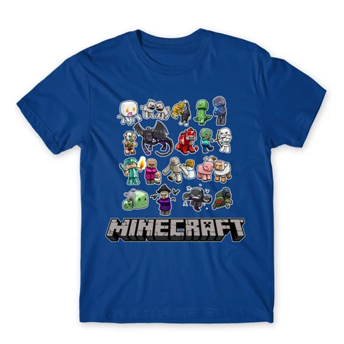 Királykék Minecraft férfi rövid ujjú póló - Minecraft characters