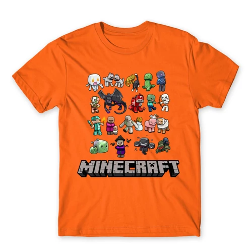 Narancs Minecraft férfi rövid ujjú póló - Minecraft characters