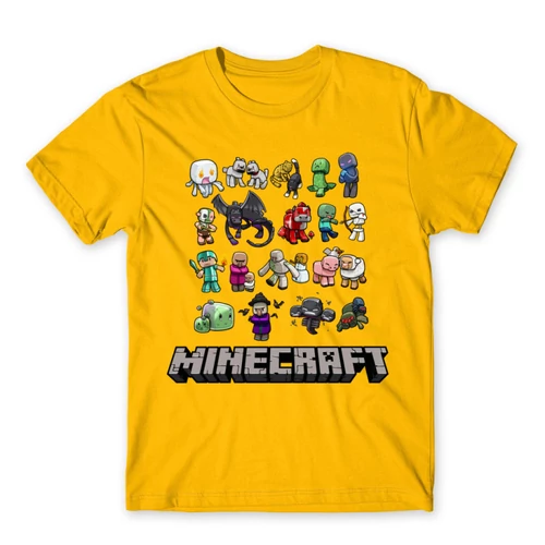 Sárga Minecraft férfi rövid ujjú póló - Minecraft characters