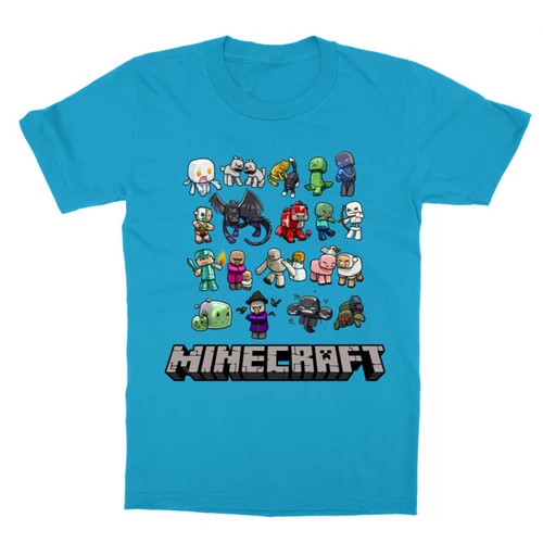 Atollkék Minecraft gyerek rövid ujjú póló - Minecraft characters
