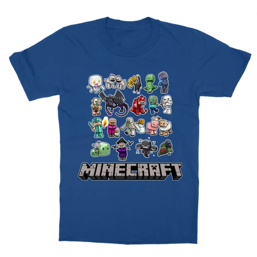 Királykék Minecraft gyerek rövid ujjú póló - Minecraft characters