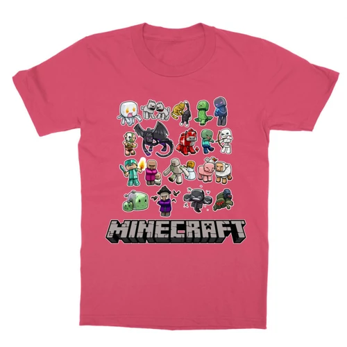 Pink Minecraft gyerek rövid ujjú póló - Minecraft characters