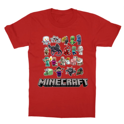 Piros Minecraft gyerek rövid ujjú póló - Minecraft characters