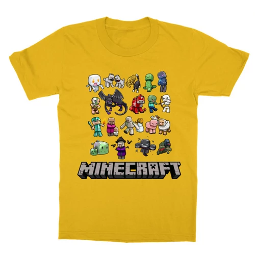 Sárga Minecraft gyerek rövid ujjú póló - Minecraft characters