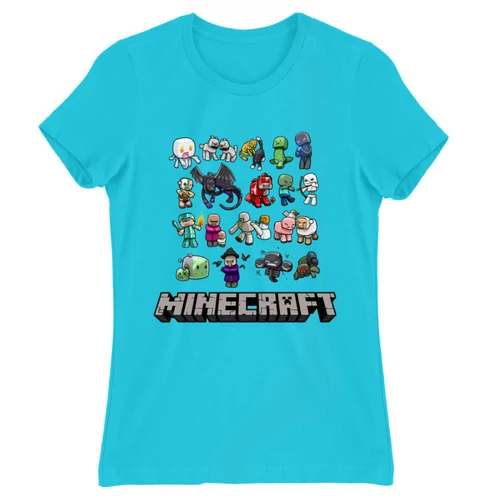 Atollkék Minecraft női rövid ujjú póló - Minecraft characters