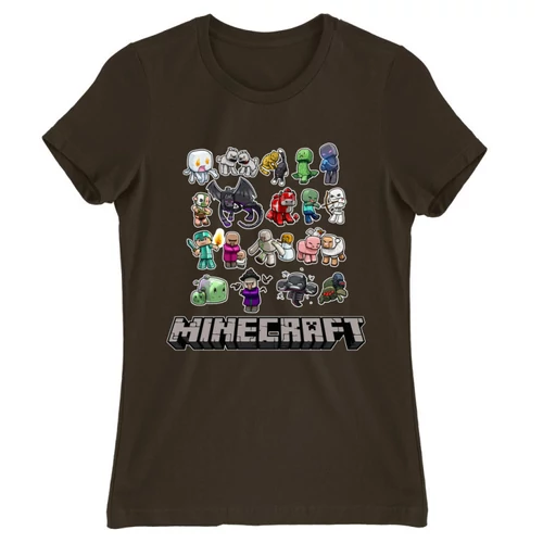 Barna Minecraft női rövid ujjú póló - Minecraft characters