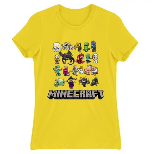 Citromsárga Minecraft női rövid ujjú póló - Minecraft characters