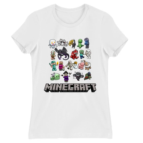 Fehér Minecraft női rövid ujjú póló - Minecraft characters