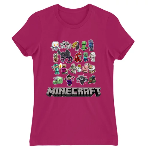 Pink Minecraft női rövid ujjú póló - Minecraft characters