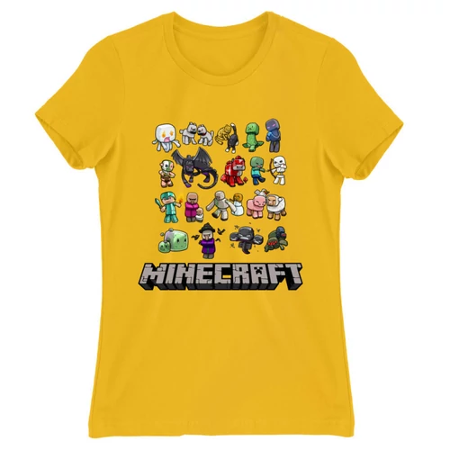 Sárga Minecraft női rövid ujjú póló - Minecraft characters