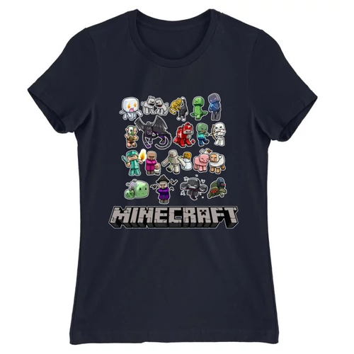Sötétkék Minecraft női rövid ujjú póló - Minecraft characters