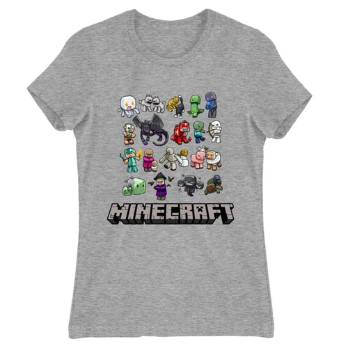 Sportszürke Minecraft női rövid ujjú póló - Minecraft characters