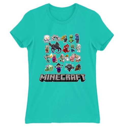 Türkiz Minecraft női rövid ujjú póló - Minecraft characters