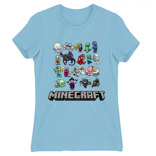 Világoskék Minecraft női rövid ujjú póló - Minecraft characters