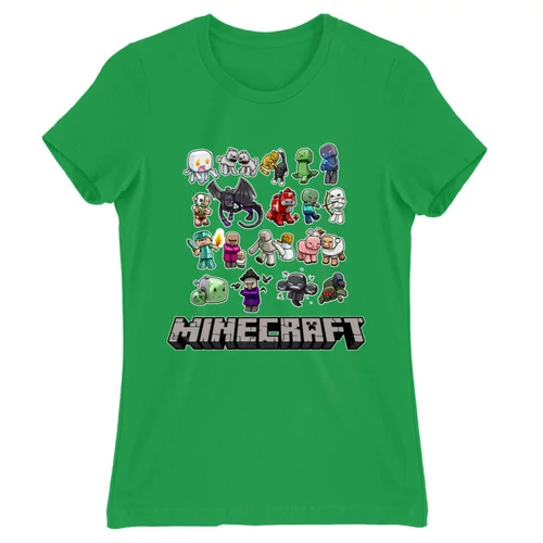 Zöld Minecraft női rövid ujjú póló - Minecraft characters