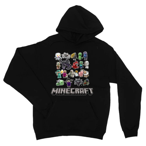 Fekete Minecraft unisex kapucnis pulóver - Minecraft characters