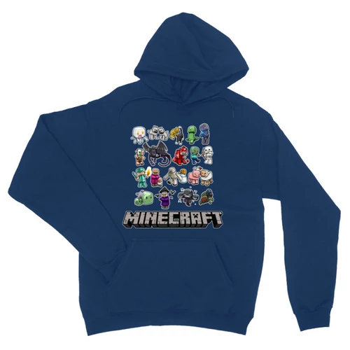 Királykék Minecraft unisex kapucnis pulóver - Minecraft characters