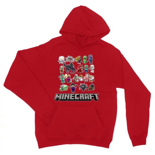 Piros Minecraft unisex kapucnis pulóver - Minecraft characters