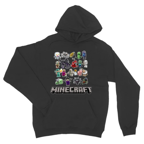 Sötétszürke Minecraft unisex kapucnis pulóver - Minecraft characters