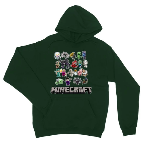 Sötétzöld Minecraft unisex kapucnis pulóver - Minecraft characters