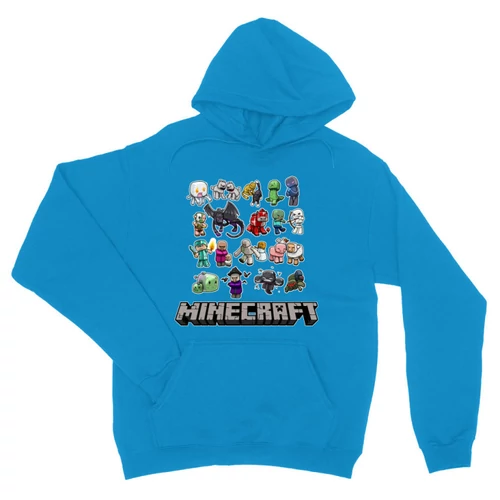Zafírkék Minecraft unisex kapucnis pulóver - Minecraft characters